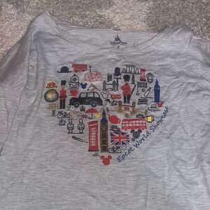 Disneys Epcot World Showcase Long Sleeve Shirt United Kingdom RARE 2000s